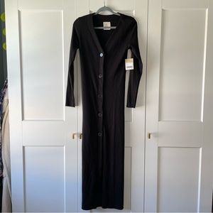 NWT For Days Ribbed Full-Length button-up dress (black)